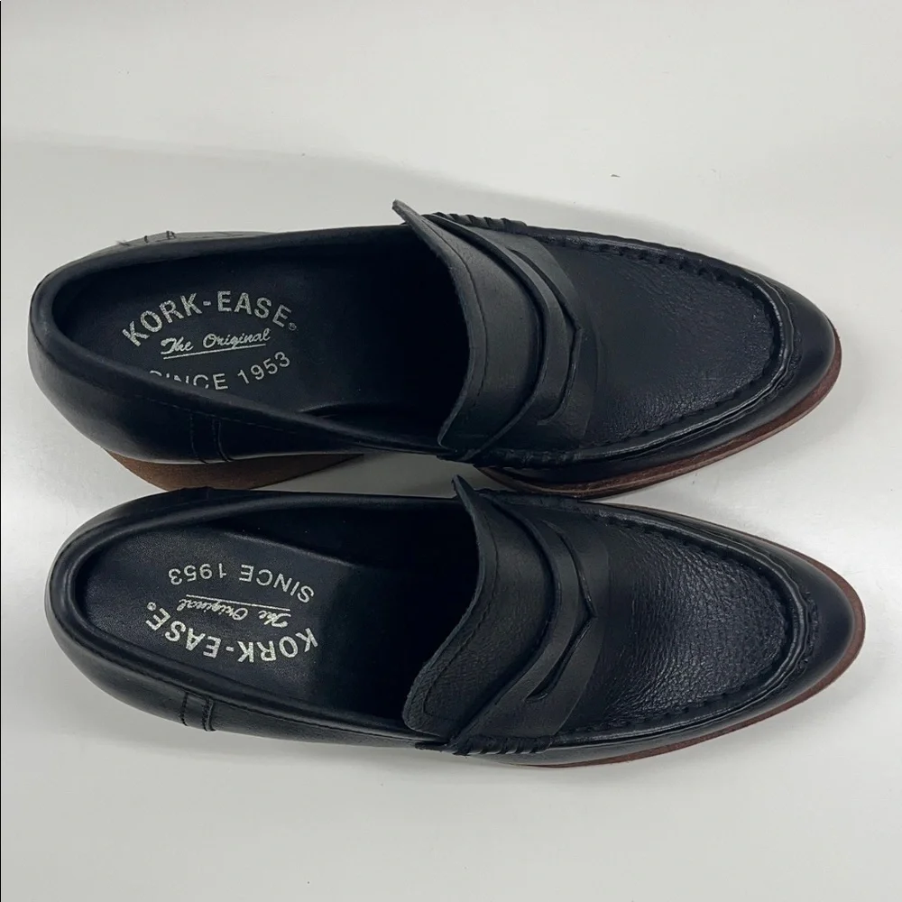 New KORK-EASE Women's Modeste Heeled Leather Loafer in Black Size 8 - Picture 4 of 9